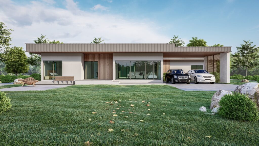 Villa Essenza, abitazione contemporanea a un piano immersa nel verde