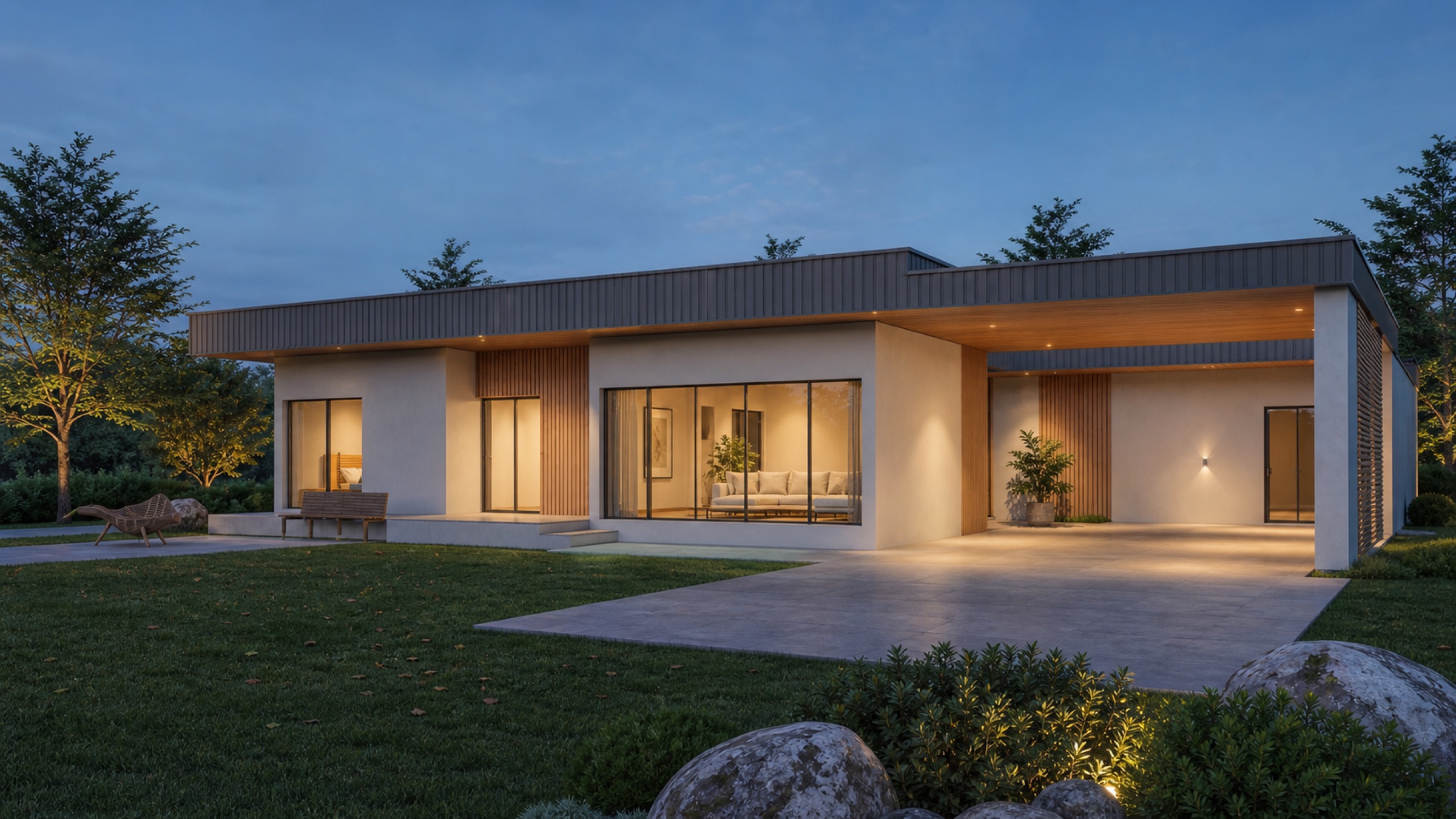 Villa Essenza, ingresso in atmosfera serale