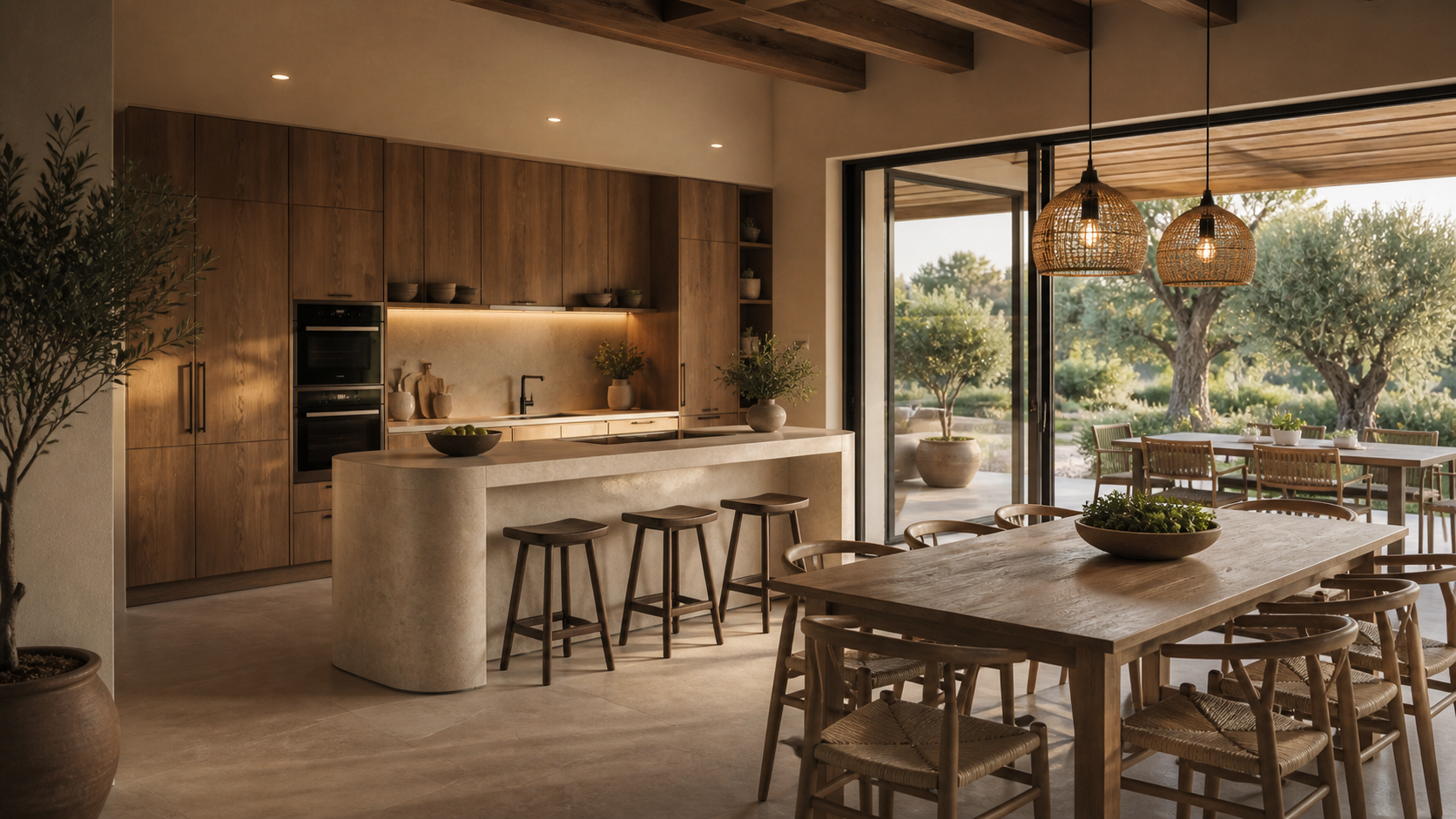 Cucina e zona pranzo di Villa Brezza