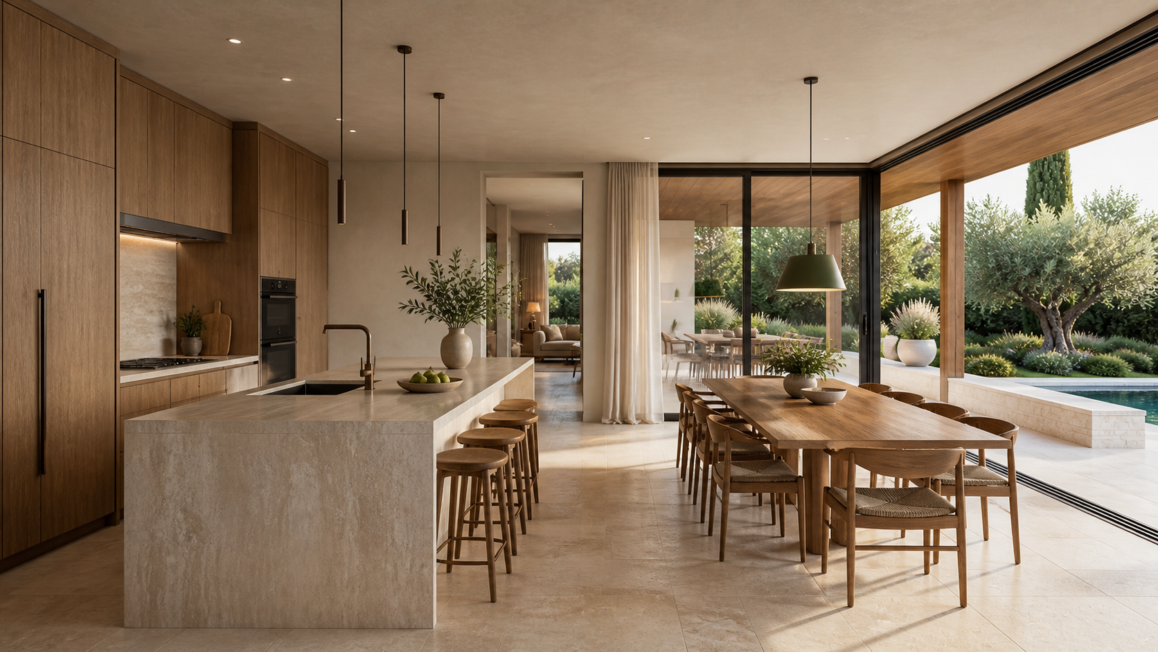 Cucina e zona pranzo di Villa Levante