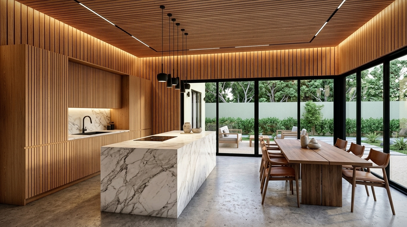 Cucina e zona pranzo di Villa Luce