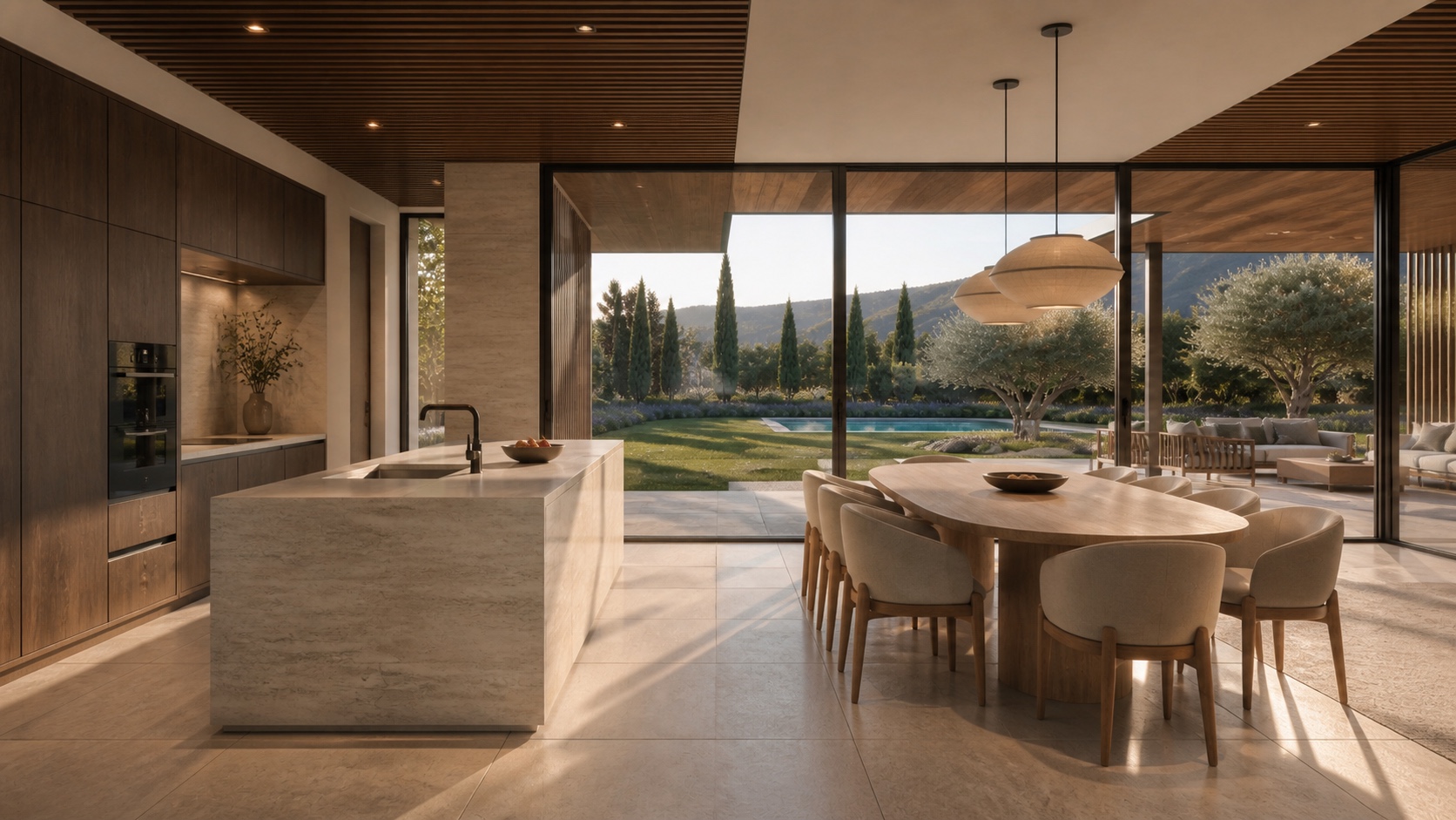 Cucina e zona pranzo di Villa Soglia