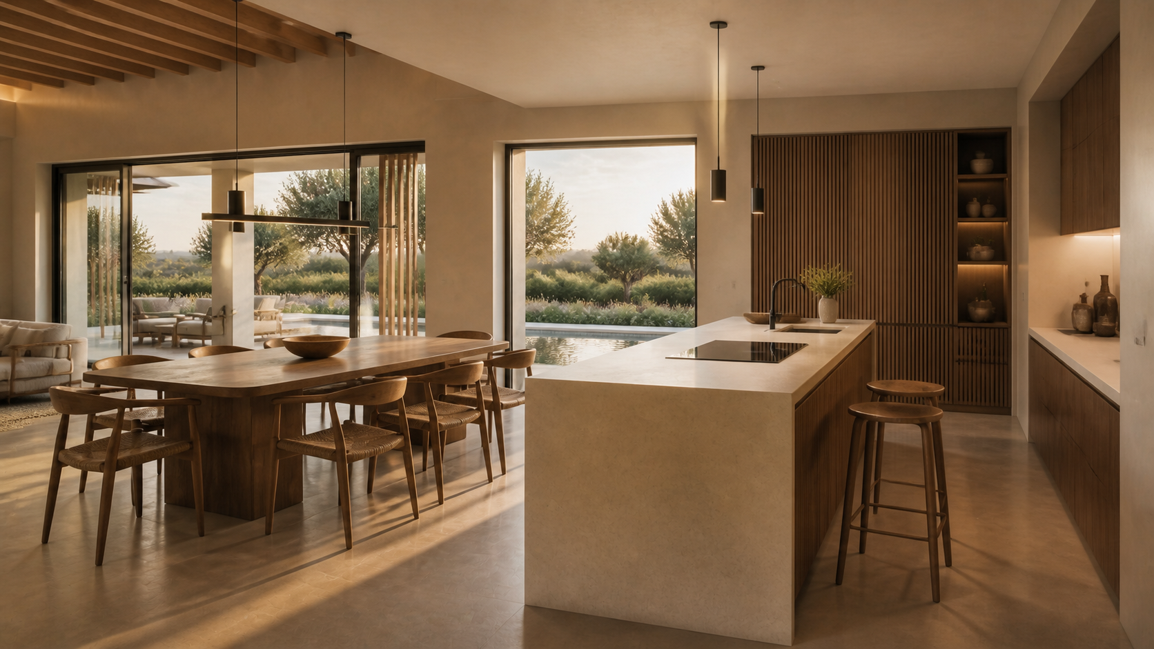 Cucina e zona pranzo di Villa Ulivo