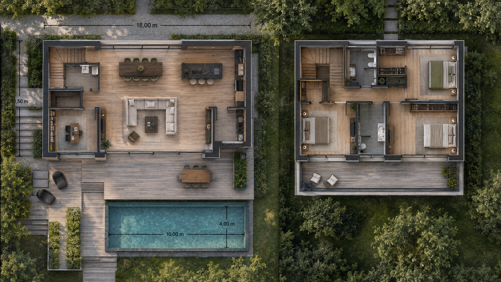 Planimetrie tridimensionali di Villa Selva con quote tecniche