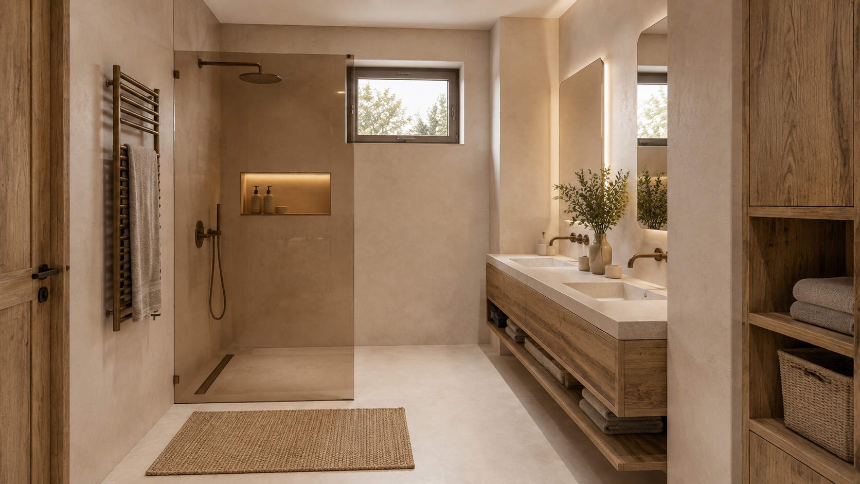 Bagno di Villa Gelsomino con finiture naturali