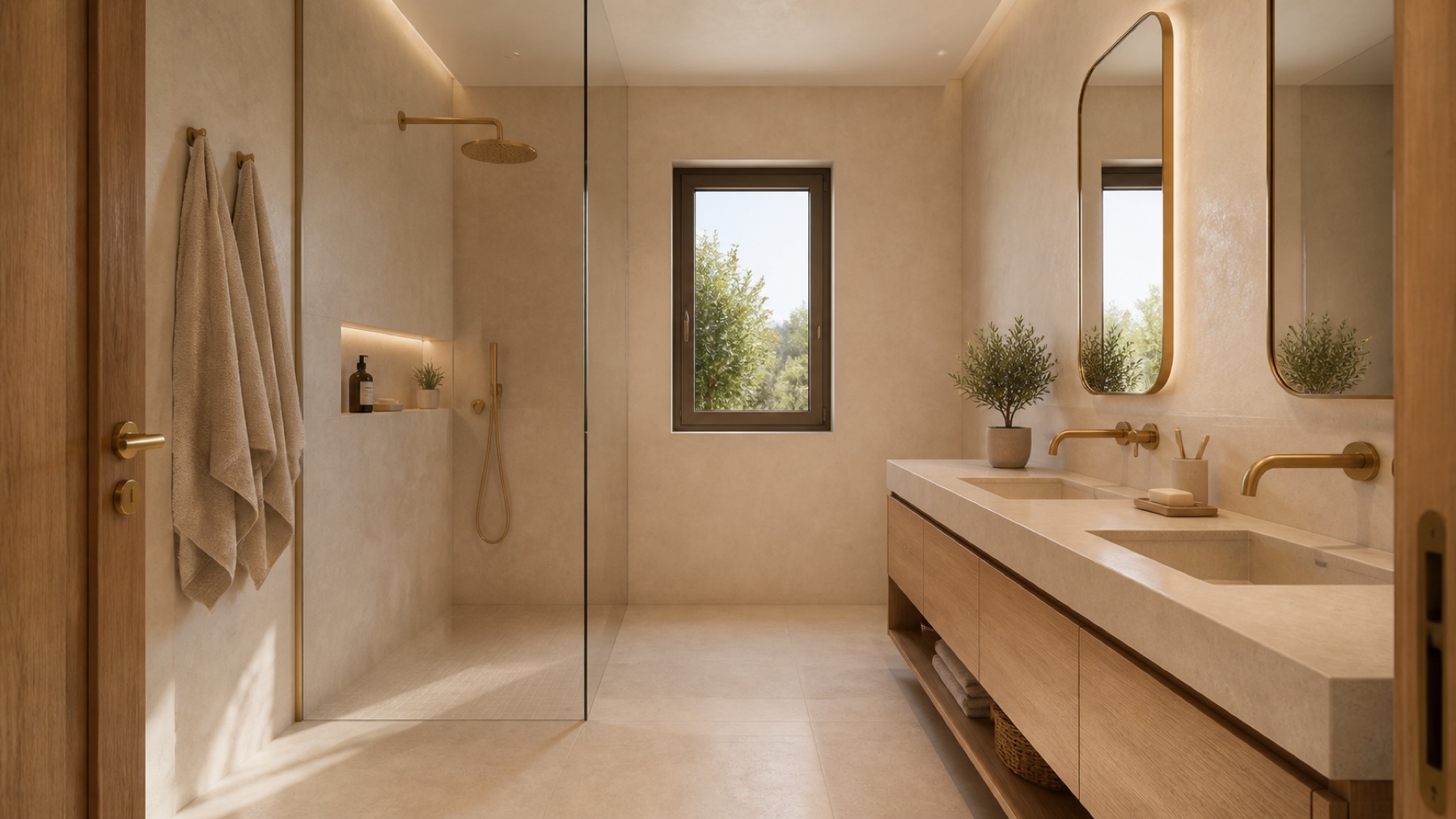 Bagno di Villa Quiete con finiture naturali