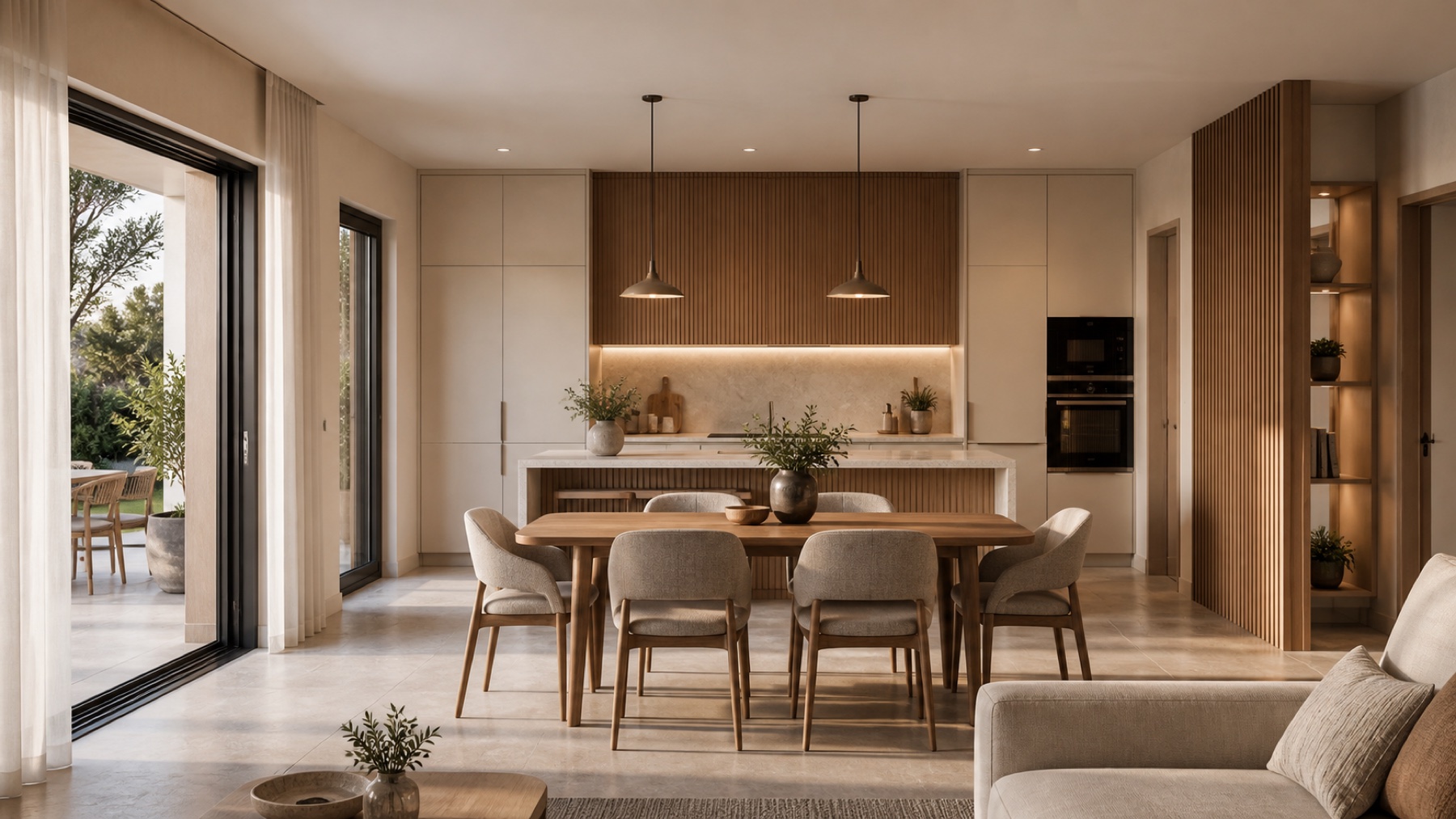 Cucina e zona pranzo di Villa Quiete