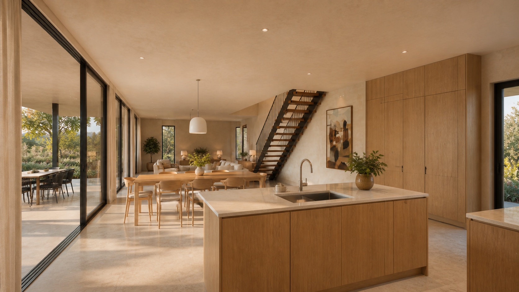 Cucina e zona pranzo di Villa Trama Grande
