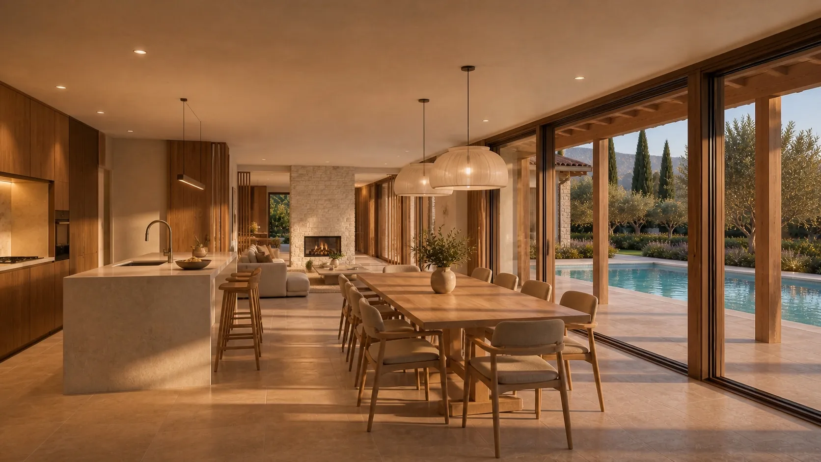 Cucina e zona pranzo di Villa Corte Serena